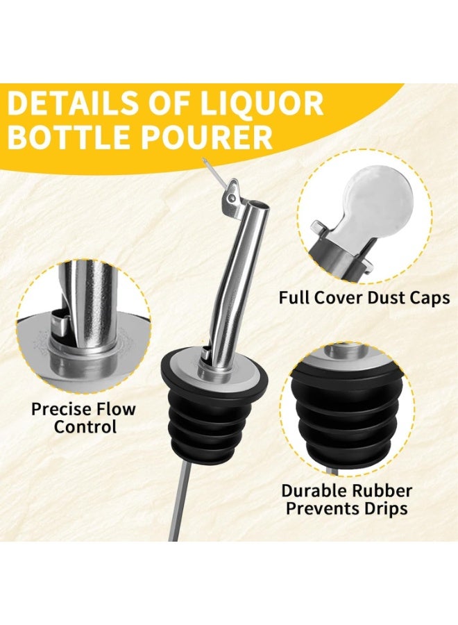 HOME ZONE 6 Pack Bottle Pourer, Oil Pourer Spout with Flip Top Caps, Stainless Steel Liquor Pour Spout, Speed Pourers for Olive Oil and Vinegar - Image 3
